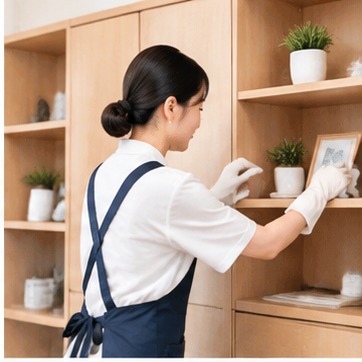 家政人员整理居家物品示意