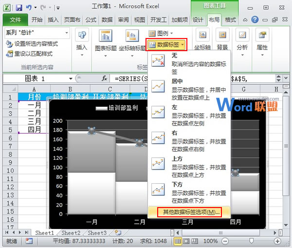 Excel2010图表制作:线柱盈利分析图
