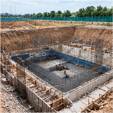 建筑基础施工示意